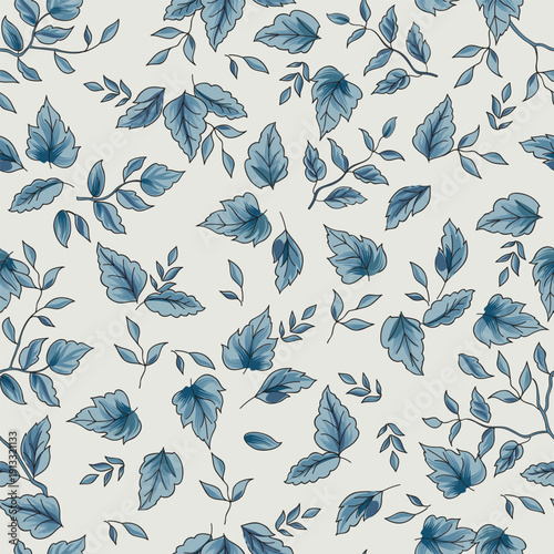 Nature leaves pattern. Floral leaf seamless background. Flourish ornamental spring garden