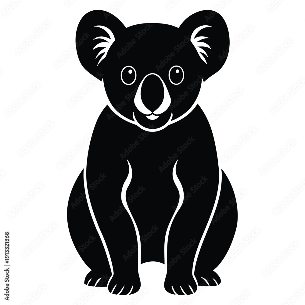 Naklejka premium Koala bear standing on a white background illustration silhouette