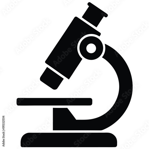 Microscope icon on white background with silhouette style illustration
