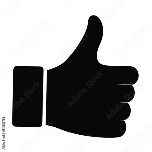 Thumbs up icon on white background with silhouette style approval gesture silhouette