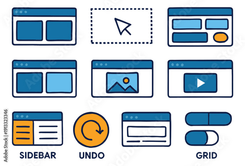 A collection of diverse facial expressions depicted in simple black and white emoji style