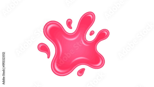 Bright pink viscous splash or blob of liquid with rounded protrusions on a white background