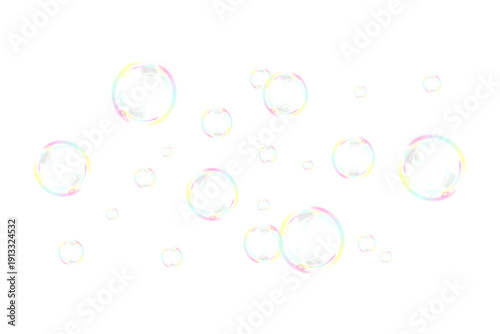 Soap bubble PNG overlay with rainbow sheen and airy floating texture, perfect for dreamy photography effects and clean aesthetic compositions
