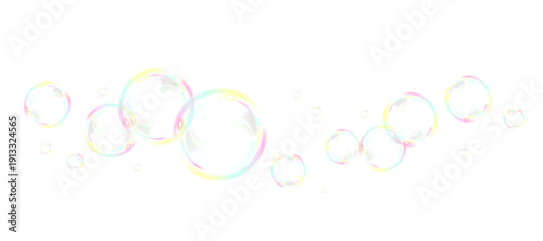 3D realistic bubble PNG overlay featuring transparent shine and rainbow hues ideal for clean-themed layouts and photo enhancement
