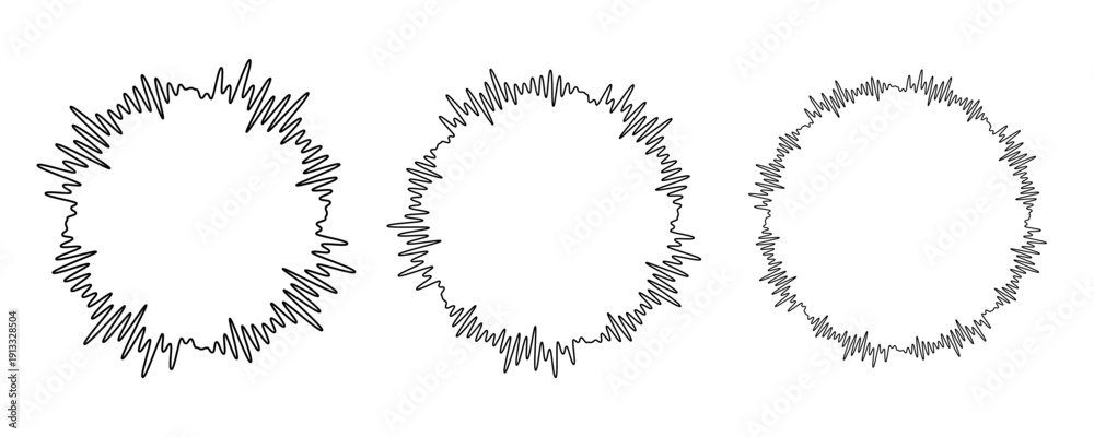 Obraz premium Sound wave circular line pattern. Round music vector, abstract radial icon