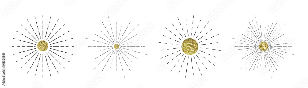 Obraz premium Line sun ray set. Star burst icon, sunburst radial shapes collection