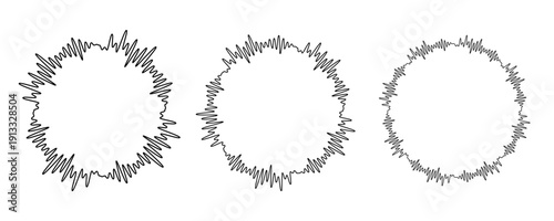 Sound wave circular line pattern. Round music vector, abstract radial icon