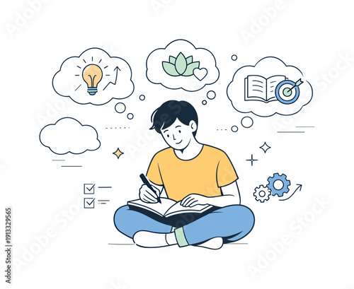 Reflective Self-Development Scene. Learning new skills and self-