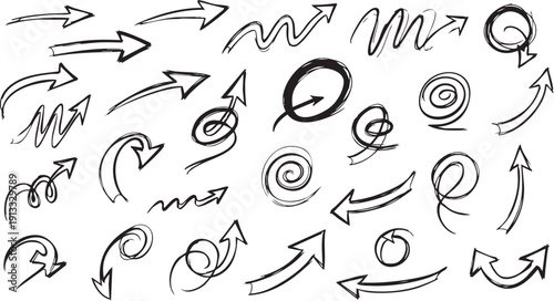 Hand Drawn Doodle Arrow Set - Sketchy Directional Vector Symbols