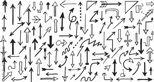 Hand Drawn Doodle Arrow Set - Sketchy Directional Vector Symbols