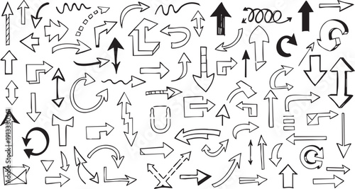 Hand Drawn Doodle Arrow Set - Sketchy Directional Vector Symbols