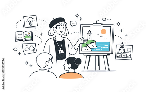 Artist's Creative Process. A professional artist exhibiting thei