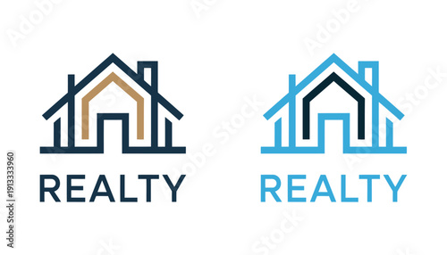 A real estate company logo with a modern design featuring a house and the word Realty