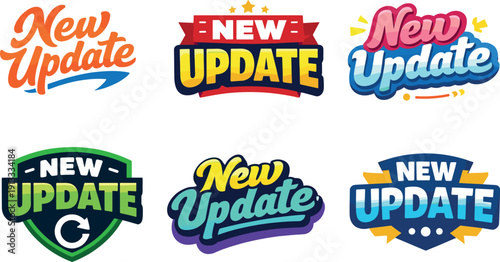 Modern Holiday Banner. Clean modern holiday banner illustration displaying modern lettering logo set for New Update, professional