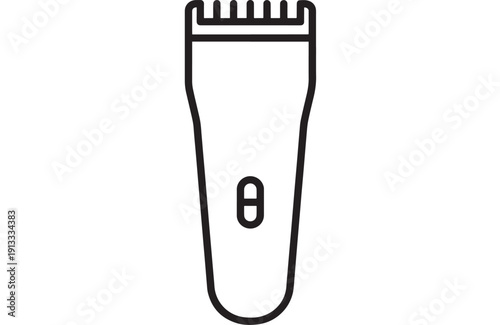 Hair clipper icon in simple black outline style on white background, electric trimmer symbol for barber shop, grooming app UI, salon services and hygiene