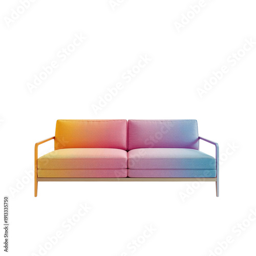 Modern Sofa in Shades of Pink and Blue Placed Against a White Background in a...