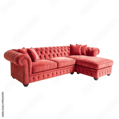 Modern Pink Sofa With Wooden Legs in a Bright Living Space, Providing Comfort...