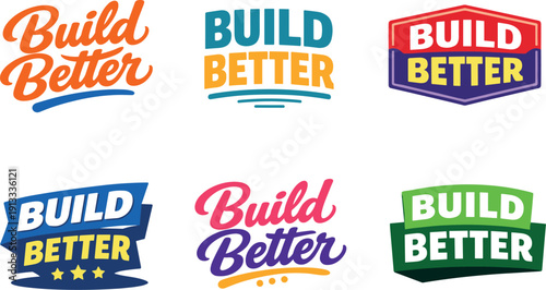Clean modern holiday banner illustration displaying modern lettering logo set for Build Better, professional logo-style