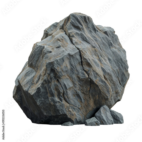 Large Rock Sits on Ground With Smaller Stones Nearby in Outdoor Location