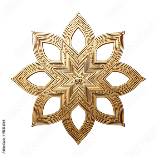 Decorative Gold Pattern Placed Against a Plain Background for Display or Craf...