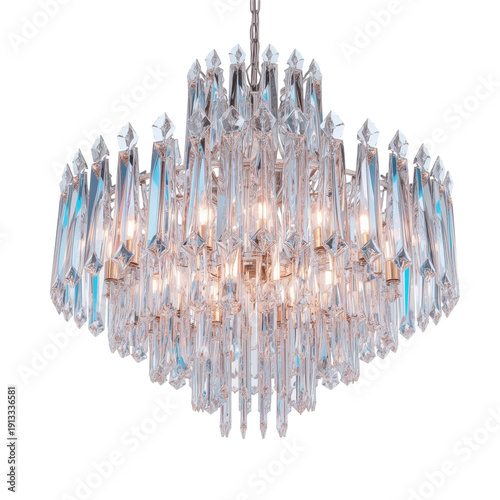 Lighting Fixture Design With Glass Elements Hanging in a Room in Evening Light