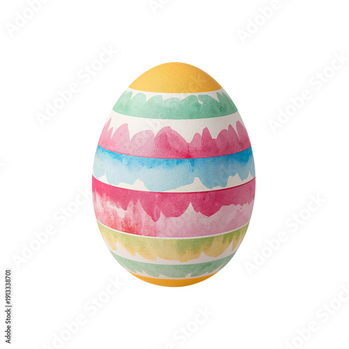 Colorful Egg With Intricate Design Placed on a Plain Background