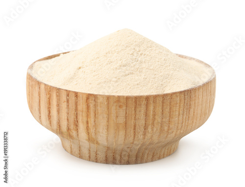 Fotografia Agar-agar powder in bowl isolated on white