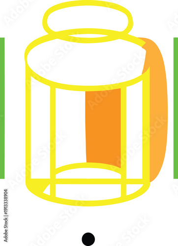 Minimal flat vector illustration of [generic subject], bold uniform black outline, 4 solid colors only, simple geometric shapes, no gradient, no shadow