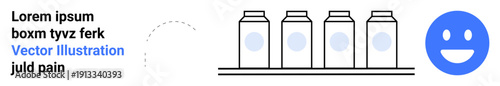 Branding, product packaging, consumer goods, emotion, customer satisfaction, product design. Row of labeled bottles and a blue happy face icon. Branding and product packaging concept