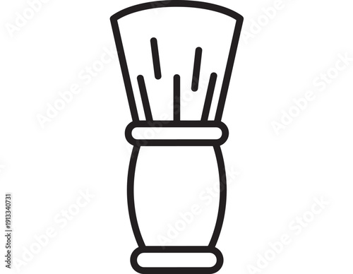 Shaving brush line icon in black outline style, classic barber tool silhouette for grooming, barbershop signage, hygiene app UI, and cosmetic packaging on white