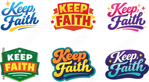 Clean modern holiday banner illustration displaying modern lettering logo set for Keep Faith, professional logo-style typography