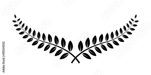 Black award laurel wreath. Champion reward vector illustration. Prize for awarding ceremony or best player. Quality certified icon.