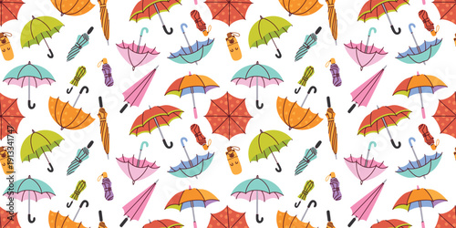 Set of thirteen 13 hand drawn umbrella stickers in various bright colors. Includes open and closed versions ideal for scrapbooking, seasonal weather tracking, and digital art.