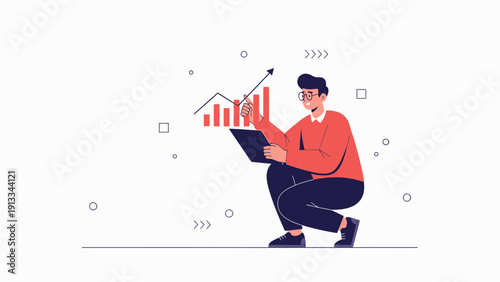 Man analyzing growth chart with tablet, business success concept