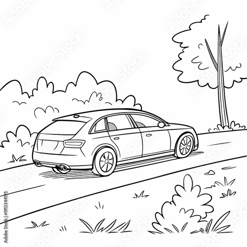 Family Car Parked in Nature