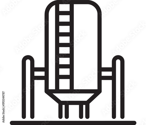 Fermentation tank icon in bold outline style, industrial brewery or bioreactor vessel with ladder, isolated on white background for engineering and process design