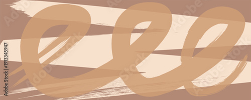 Urban abstract vector texture with hand drawn brush strokes.Minimal abstract wavy background in earth tone colors for web and branding .Curved Dry Brush Stroke . Looped brush line . Vector 