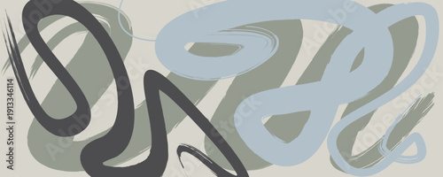 Urban abstract vector texture with hand drawn brush strokes.Minimal abstract wavy background in earth tone colors for web and branding .Curved Dry Brush Stroke . Looped brush line . Vector 