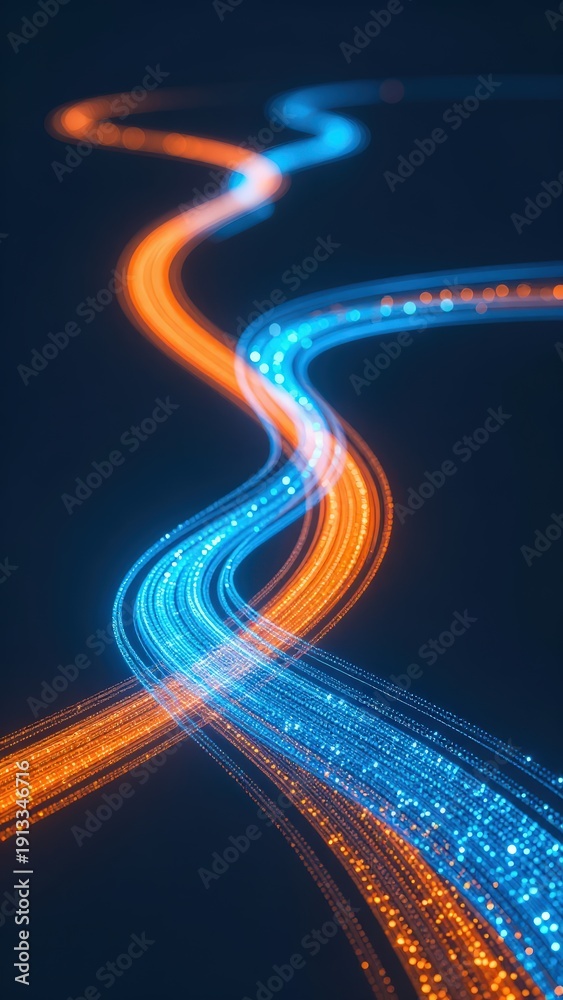 Fototapeta premium Abstract Light Trails Orange and Blue Dynamic Flow