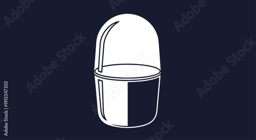 Simple white and black pill capsule icon centered on a dark blue background symbolizes medicine pharmacy and healthcare.
