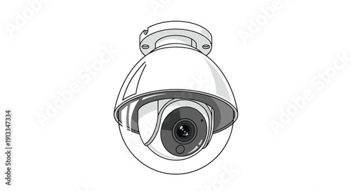 White dome security camera mounted on a ceiling or wall for surveillance monitoring and safety in public or private spaces.