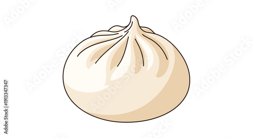 Soft white steamed bun or nikuman with pleats on top representing popular Asian street food and dim sum snacks.