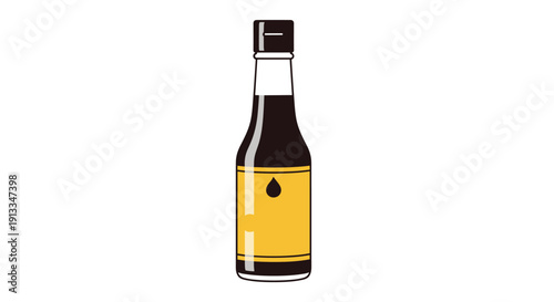Bottle of dark soy sauce with a yellow label and a black cap, used as a fundamental seasoning in various asian cuisines.