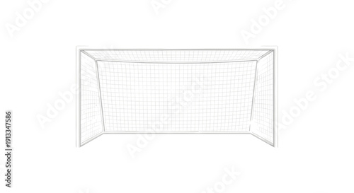 Simple black and white line art illustration of a soccer or football goal post and net from a front view for sports designs and coloring.
