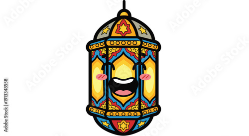 Colorful Stained Glass Hanging Lantern Decoration.