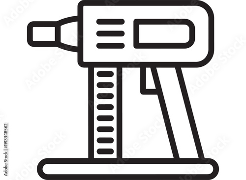 Cordless drill icon in bold outline style, simple black line vector illustration of power tool for construction, DIY repair, hardware store, and app UI design
