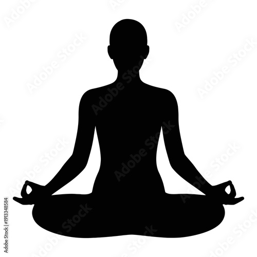 Illustration of silhouette of a person meditating in lotus position