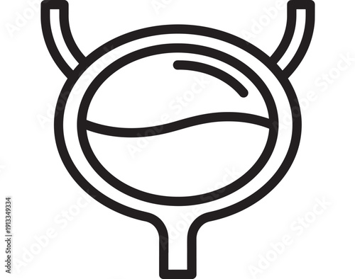 Bladder icon line art representing urinary system, urology and medical anatomy symbol for healthcare apps, diagnostics, hospital signage, and patient education