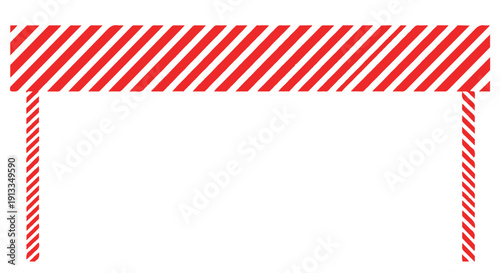Red and white striped barrier tape on a Transparent Background, indicating restricted area or warning zone with caution.