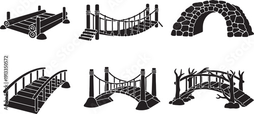 Rustic Forest Bridge Elements for Stream Crossings